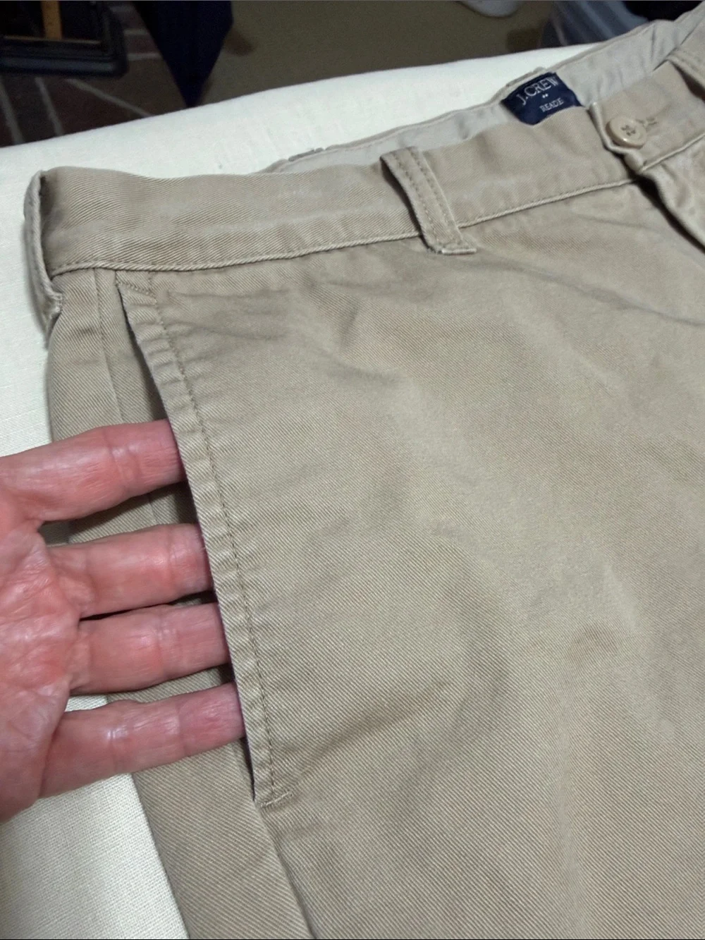J. Crew Reade Men’s Flat-Front Chino Shorts in Tan, Size 35 Waist, 7” Inseam.
